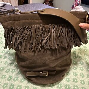 Burberry Vintage fringed suede bucket tote